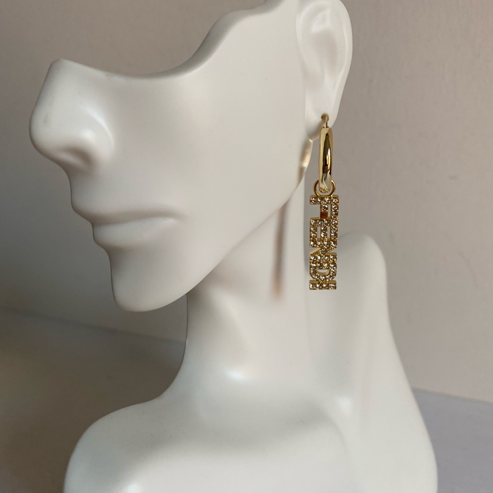 Auth FENDI drop dangle earrings w/ rhinestones GREAT CONDITION w/box